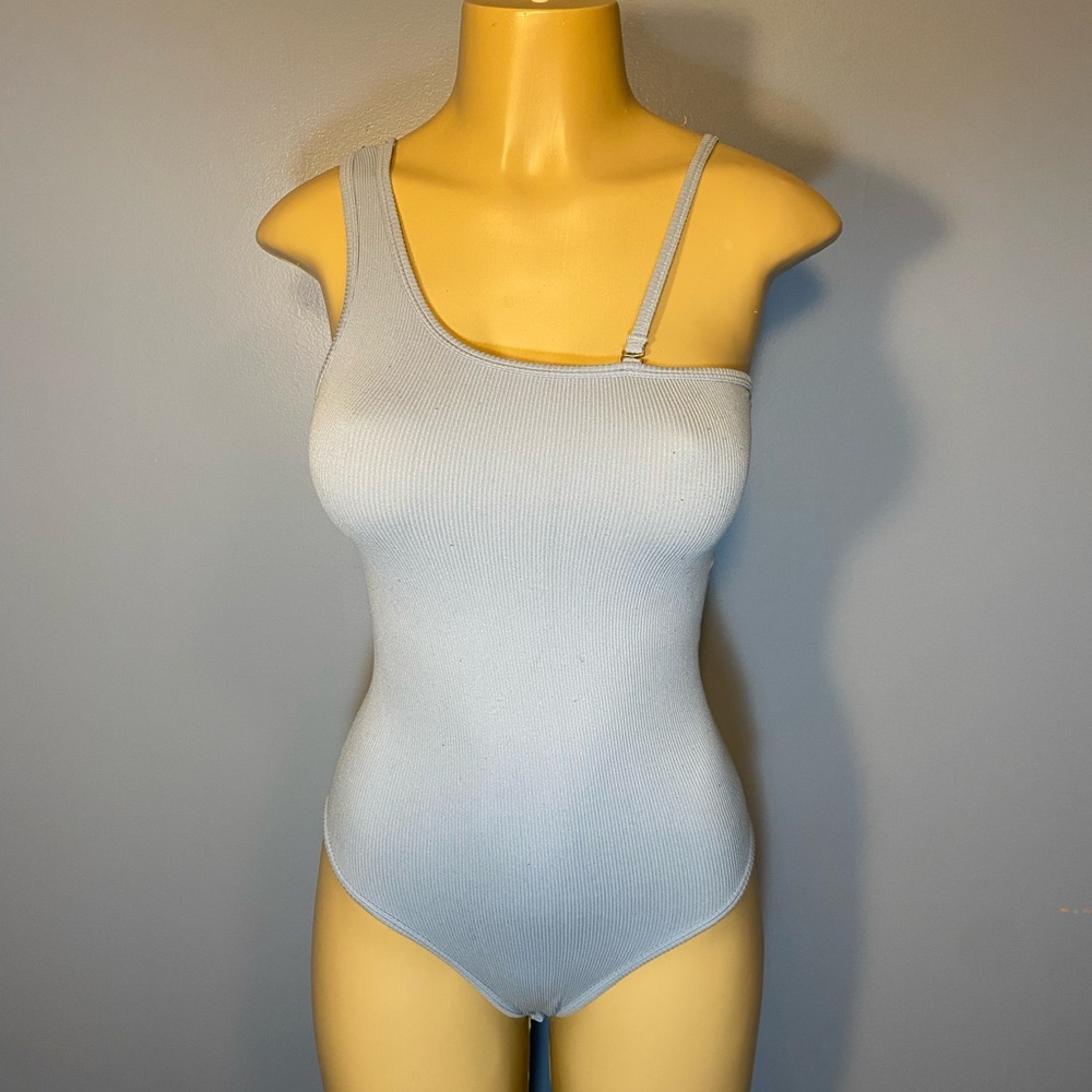 Suzette Collection One- Shoulder Blue Bodysuit